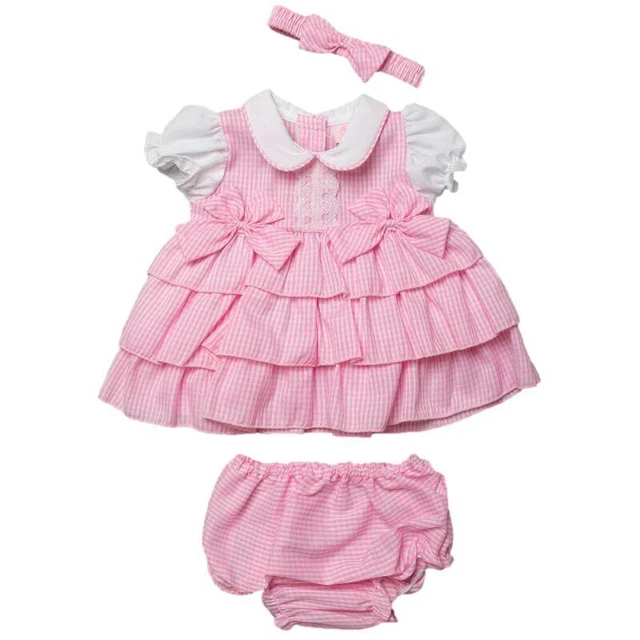Baby Ragazza Spagnolo Estate a Quadretti Rosa 3 Pezzo Set Vestito 18-24 Mesi