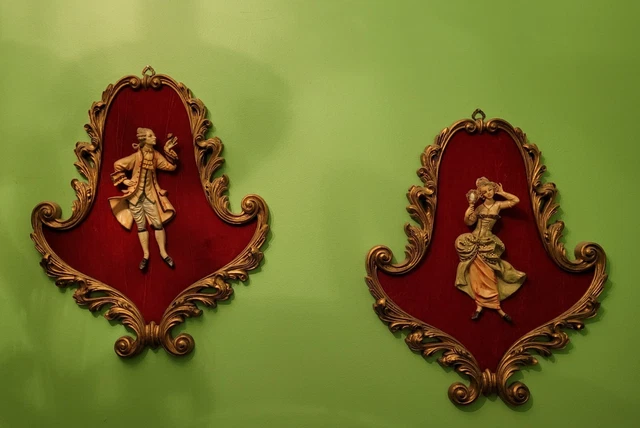 Vintage Depose Italy Victorian 3D wall Plaques set of Two