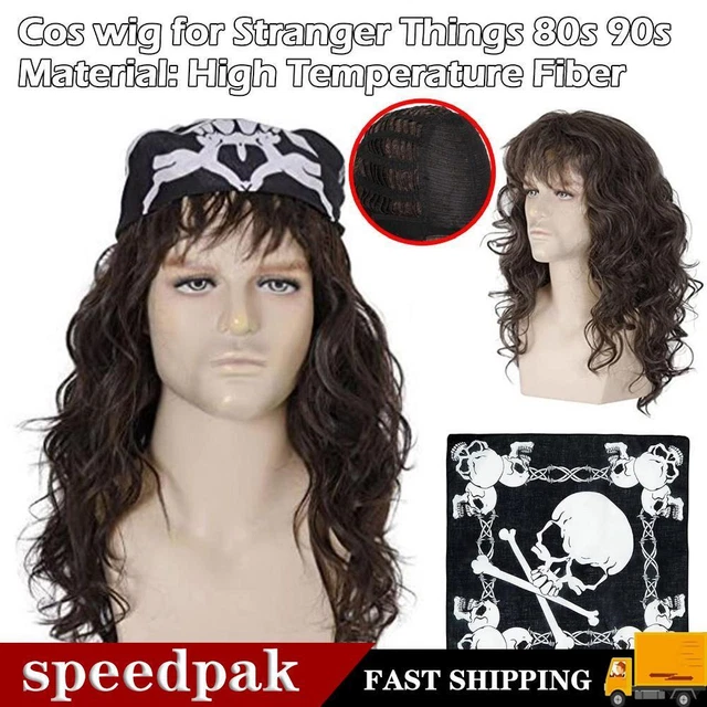 80/90S WIG FOR Eddie Munson Cosplay Heavy Punk Rocker Long Curly Mullet