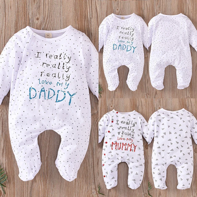 Newborn Baby Boy Girl Long Sleeve Romper Tops Pants Outfits Set Jumpsuit Clothes