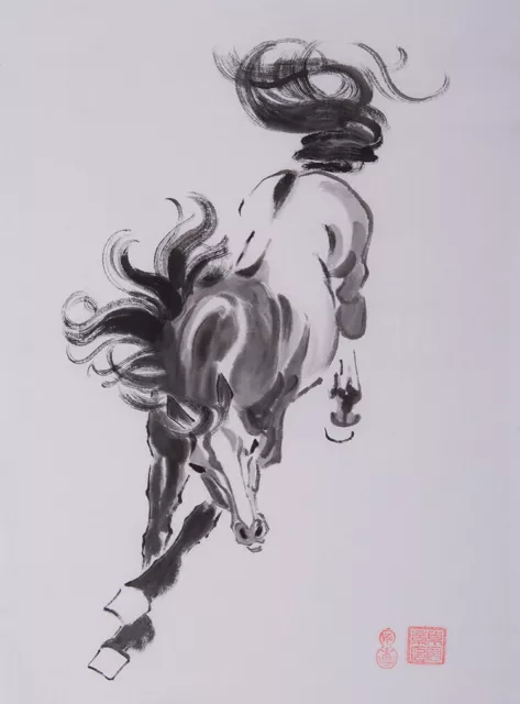 Artwork Horse Hand Painted Chinese painting Brush ink watercolor Wall Art