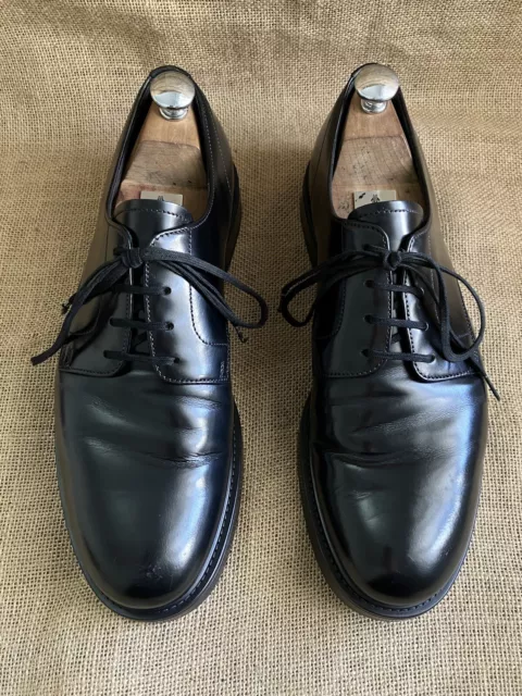 PRADA Mens Black Leather Derby Shoes Size UK 9 || US 10