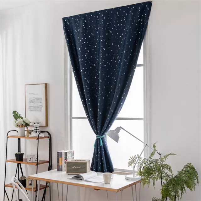 1 Pc Kids Bedroom Window Drapes Modern Blackout Curtain Punch Free Double-sided