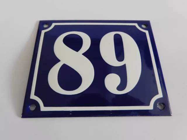 French Handmade  4.75 x 4" Enamel Porcelain Plaques House Number Address Sign 89