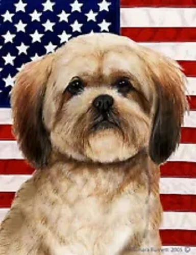 Patriotic (D2) House Flag - Brown Sable Lhasa Apso