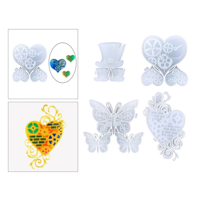 Hut Schmetterling Herzförmige Wandbehang Silikonform Kristall Epoxidharz Form