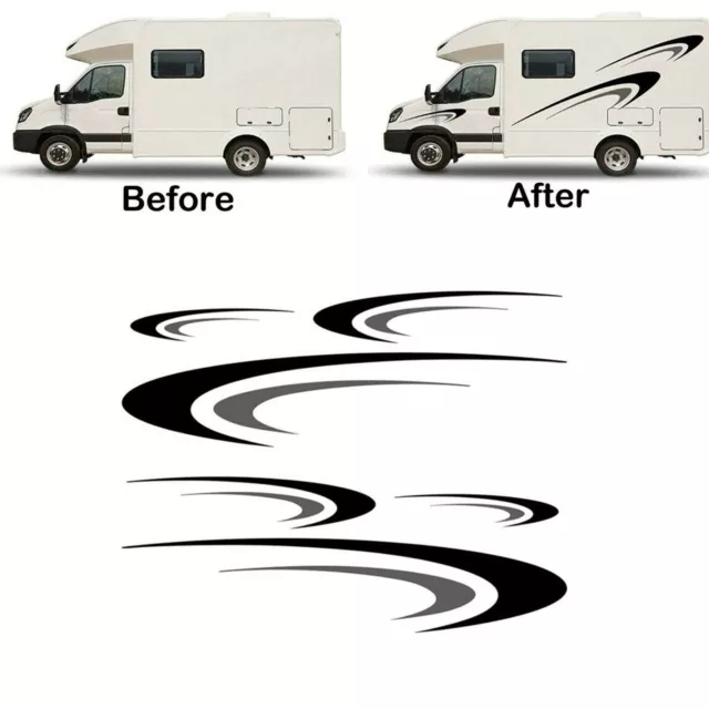 Fit For Camper RV Trailer Stripes Graphics Vinyl Graphics Kit Decals Car Sticker