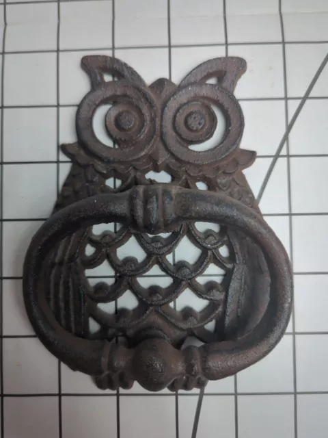 Iron Owl Door Knocker Finish Collectible Vintage Rust Color