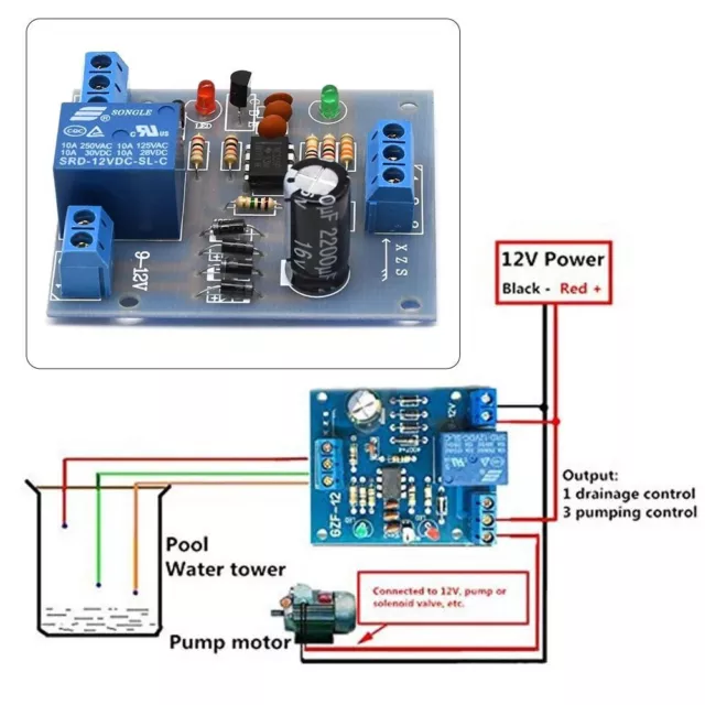 9V-12V Detektor Flüssig wasserstands regler Wasserstands sensor Niveau relais