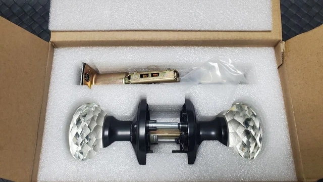 NIZADO-3 Pack set Crystal Style Door Handle in Black Door Knob