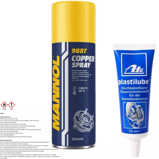 MANNOL KUPFERPASTE 250 mL BREMSPASTE KUPFER + ATE PLASTILUBE MONTAGEPASTE 75 ml