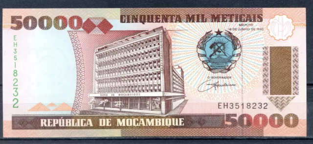 1993, Mozambique, Mocambique, 50000 Meticais, Unc,  Sc,  Billete