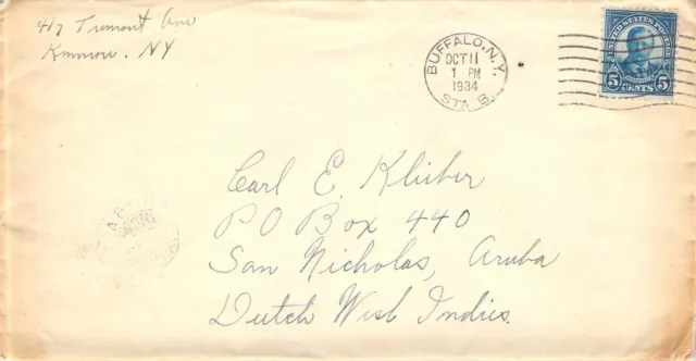 Buffalo To Aruba Dutch West Indies W Content Cool Cancel Postal History Coverd