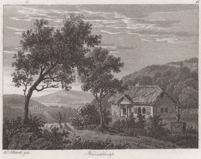 Darmstadt Mühltal Original Grabado Haldenwang 1817