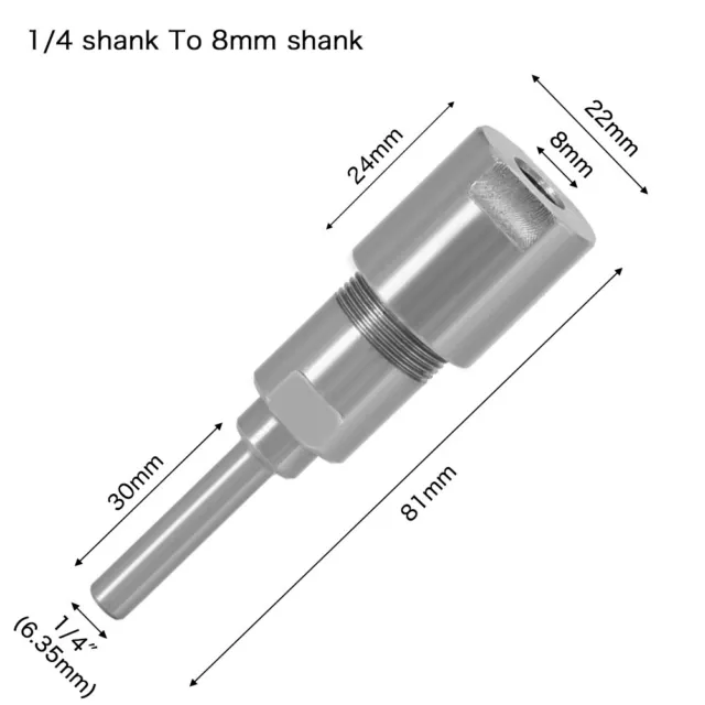 1/4" Shank to 8mm bits Router Collet Extension Engraving machine extension rod