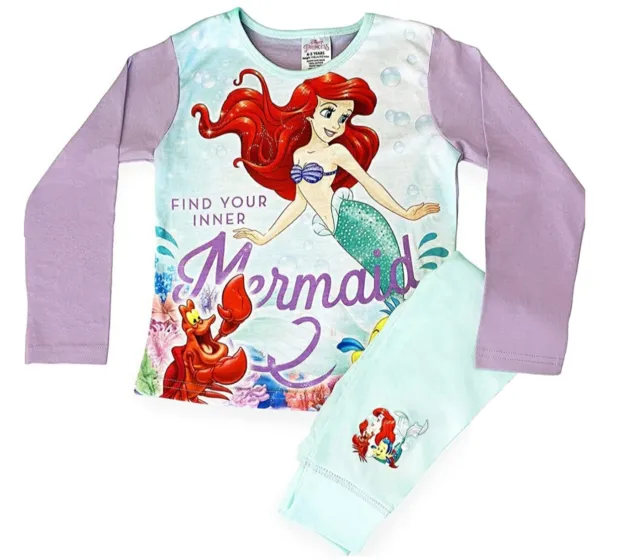 Girls Disney Princess Ariel Pyjamas Find Your Inner Mermaid Ages 4-10 Years