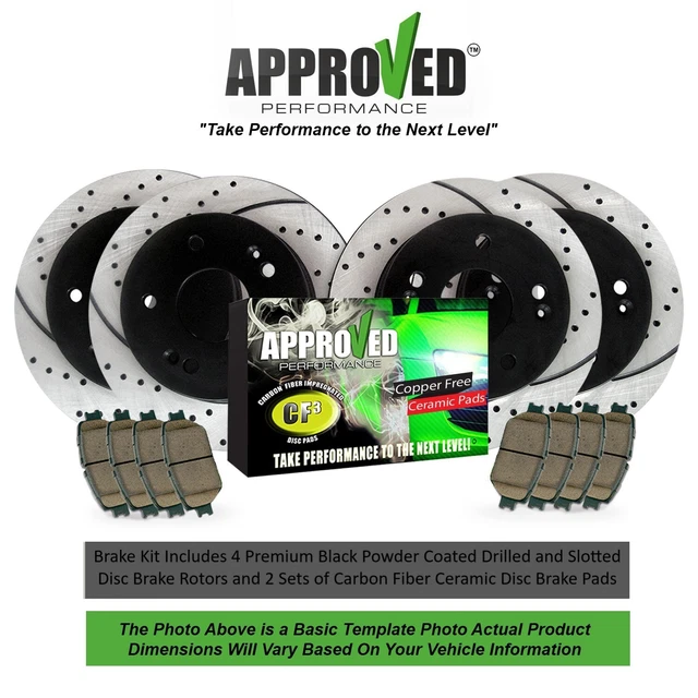 FRONT & REAR Drilled/Slotted Rotors with Pads Fits F150 w Electric