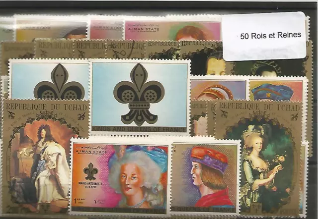 Lot timbres thematique " Rois et Reines"