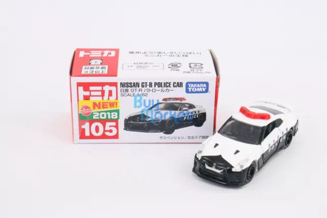 Takara Tomy Tomica #105 Nissan GT-R Police Car Scale 1/62 Diecast Car Toy