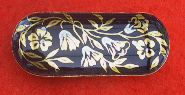 Broche Vintage émaillée Michel Lebrun - Motif Fleurs En émail Noir, Or Et Argent, Thème Religieux