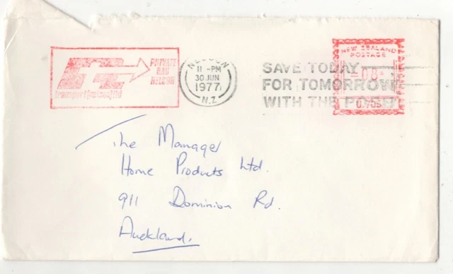 New Zealand 30 Jun 1977 Postage Paid Cover Nelson to Auckland 021c