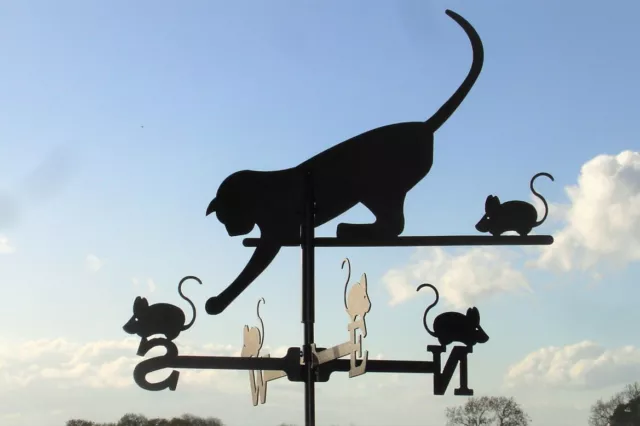 Standard Cat and Mouse Metal Weathervane (Vertical Fixing Bracket)