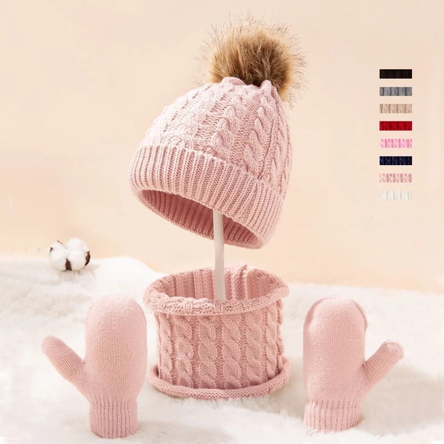 Caldo Ragazzi Ragazze Cappello Sciarpa Guanti Set per Bambini 0-3 Anni Bambini