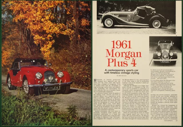 Morgan 1961 Plus 4 Roadster Sports Car Profile Vintage Pictorial Article 1984