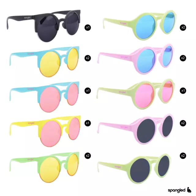 Multipack Fashion Spangled Sunglasses Rainbow Colour Eyewear Wholesale Job Lot