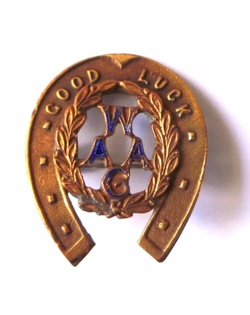 Ww1 Military Enamel Women's Army Auxillary Corps  "Good Luck" Sweetheart Brooch