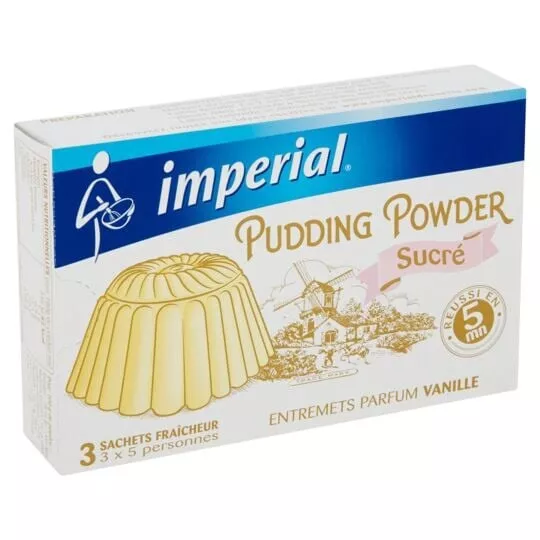 LOT de 5 boîtes de  flan vanille Impérial pudding powder  SUCRE