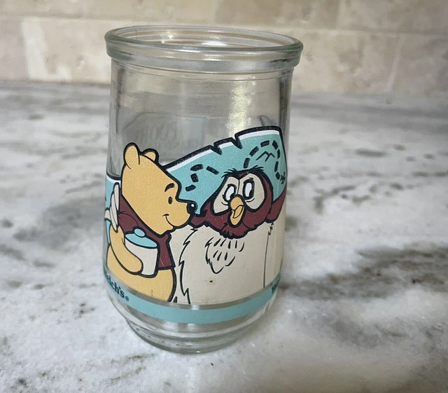 VINTAGE WELCH'S JELLY Jar Glass Disney Winnie The Pooh and Owl, Grand