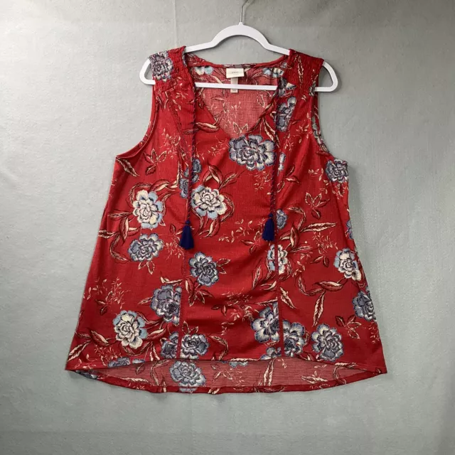 KNOX ROSE TOP Shirt Womens Extra Large Red Floral Sleeveless