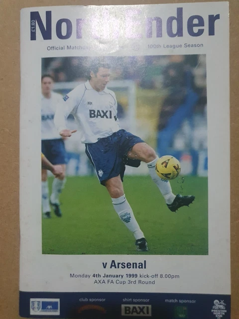1998/99 Preston North End V Arsenal FA Cup Programm