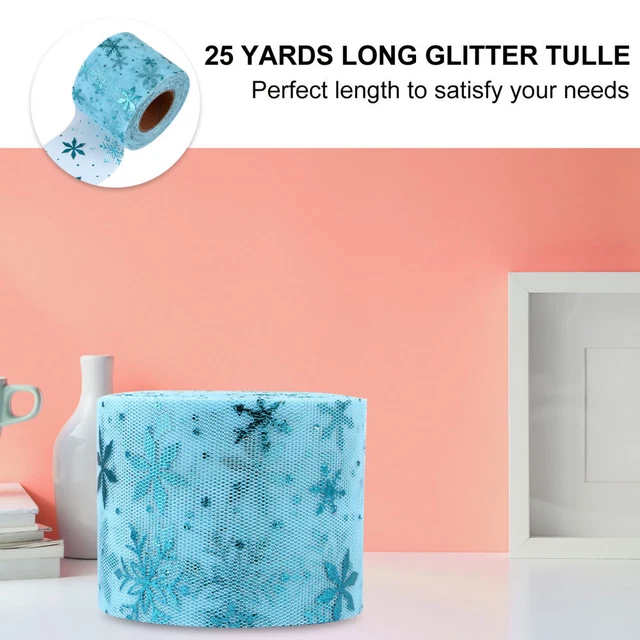 3 Sets Glitzernde Gaze Rolle Weihnachten Geschenk Band Glitter Tüll Spool 8