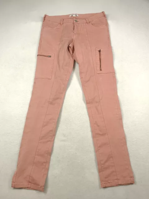 Rip Curl Pink Denim Jeans Cargo Zip Pockets Size 10 / M Cotton Elastane Womens