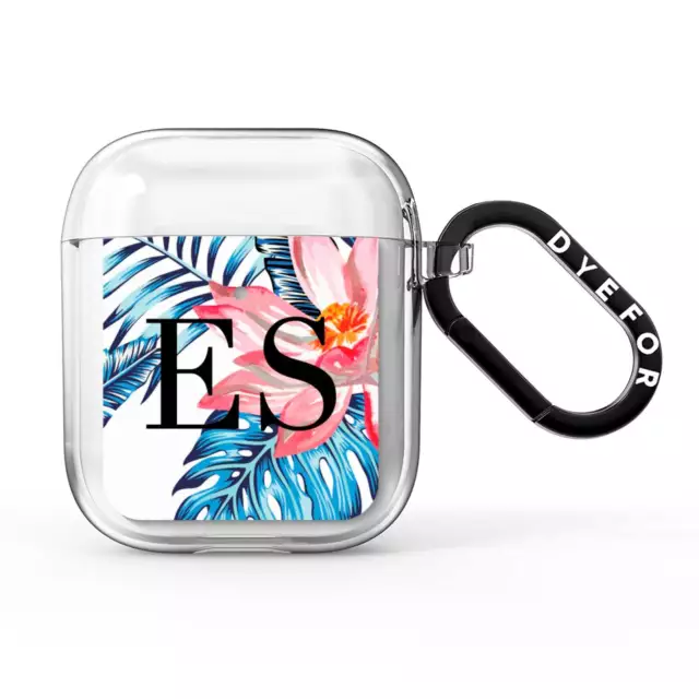 Blue Leaves & Pink Flamingos AirPods Case For Apple AirPods