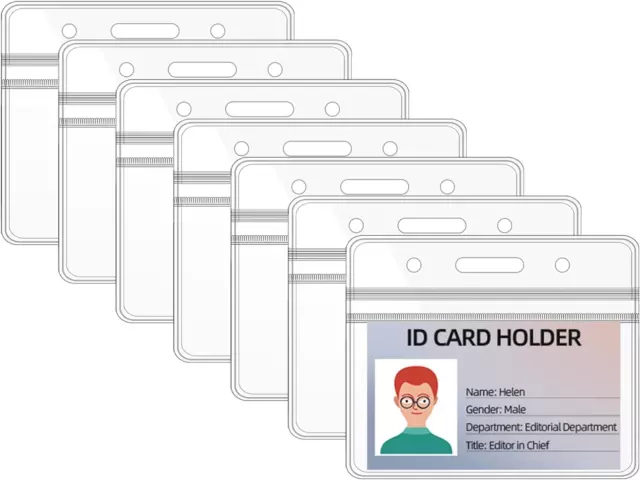 20Pcs Clear Plastic Horizontal Name Badge Holders, ID Card Holders, Card Protect