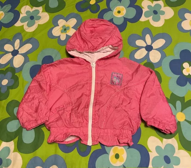 Baby Bgosh Osh Kosh Pink Windbreaker Zip Up Jacket Coat Size 24 Months Vintage