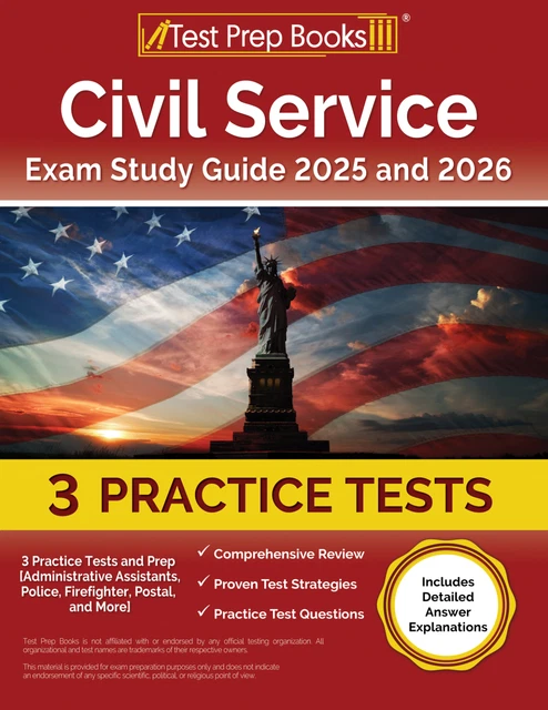 CIVIL SERVICE EXAM Study Guide 2025 and 2026: 3 Practice Tests and Prep ...