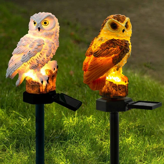 SOLAR GARTEN LICHTER Solarleuchte Eule Ornament Vogel Outdoor LED Deko