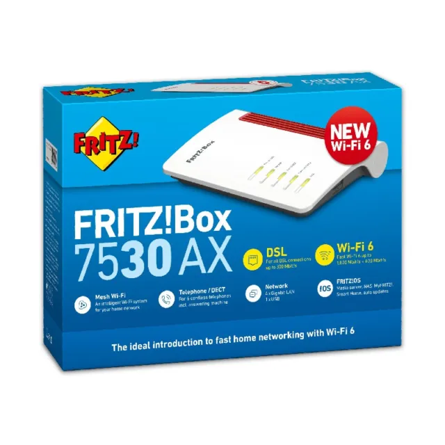 FRITZ!Box 7530 AX Wi-Fi 6 – dual-band – Modem incorporato per ADSL/Fibra 2000294