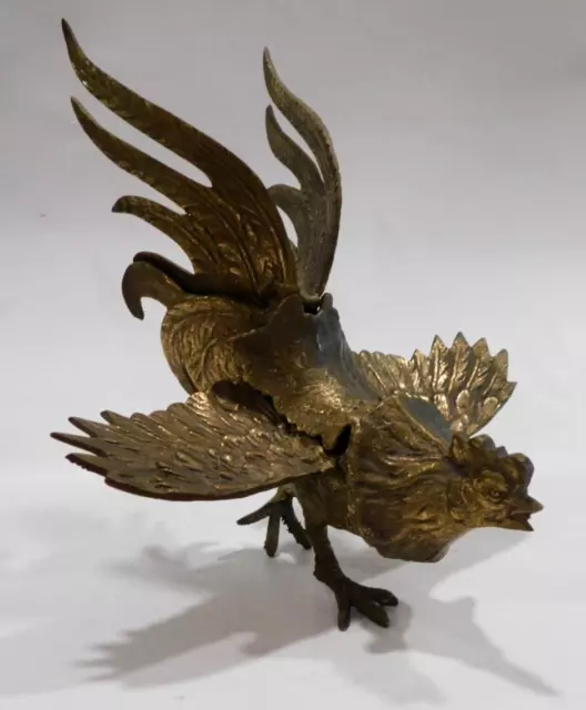 Vintage Brass Fighting Rooster Cock Statue