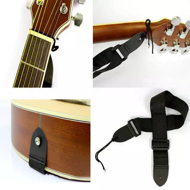 Gitarrengurt Nylon für E Gitarre Western Gitarre Strap E-Bass Gurt Band Schwarz 3