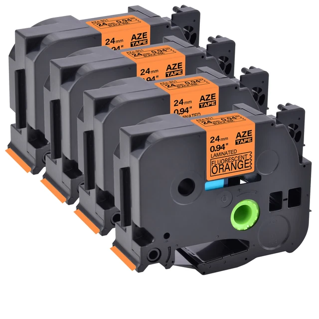 4PK  Black on Fluo Orange TZB51 TZ TZe B51 Label for Brother P-Touch PT1200 1"