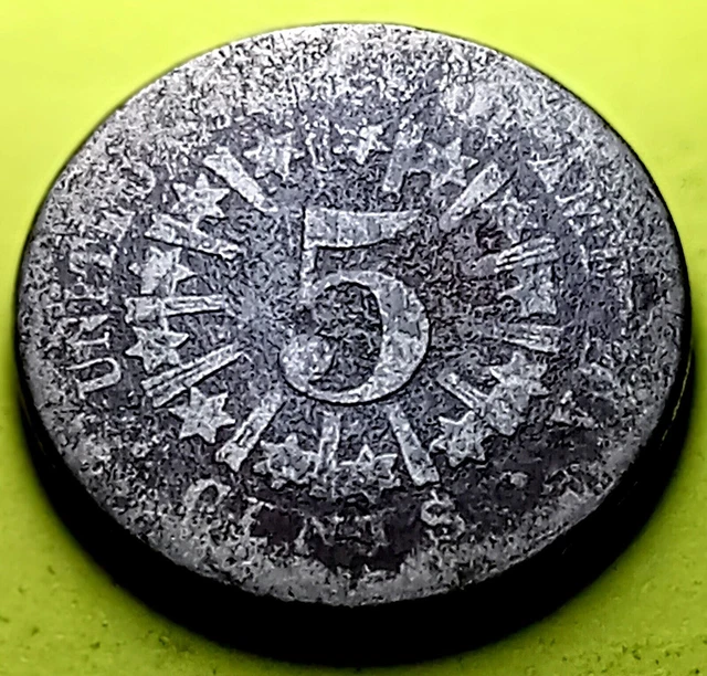 1866 SHIELD NICKEL 5c w/RAYS ~ Obsolete U.S. Type Coin ⭕