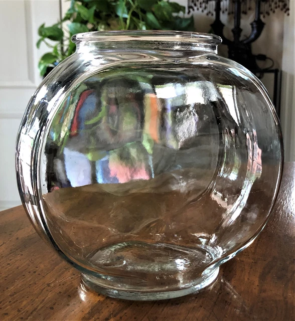 Vintage Anchor Hocking Glass Canteen Style Fish Bowl Tank 1/2 Gallon