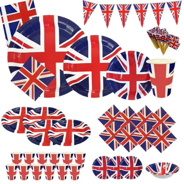 TABLEWARE SET UNION JACK Paper Plates Cups Napkins King Charles Coronation Party