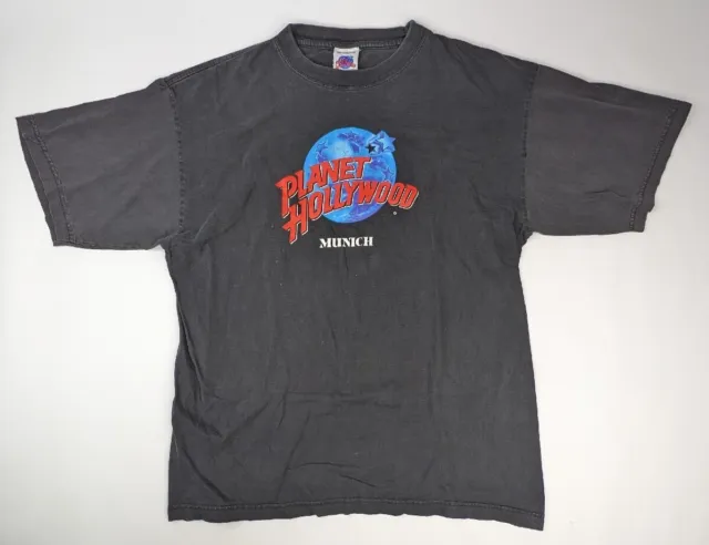Vtg Planet Hollywood Munich 90's T-Shirt Sz XL Black Short Sleeve Unisex