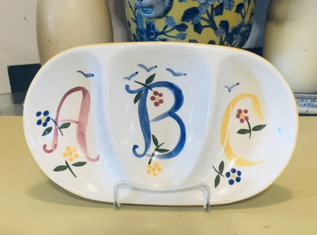 Stangl Pottery Kiddie Ware ABC Child Divided Oval Plate Hand Painted Nursery 10”